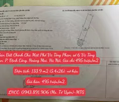 Bán Đất Chính Chủ Mặt Phố Vũ Tông Phan, số 6 Vũ Tông Phan, P. Định Công, Hoàng Mai, Hà Nội, Giá