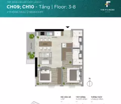 Chào bán căn hộ 2 phòng ngủ Filmore Đà Nẵng tầng 5 mã căn hộ CH05.10