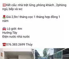 111. Cho Thuê Nhà Giá Rẽ 2,5 Triệu 2 Phòng Khu Dân Cư 3A