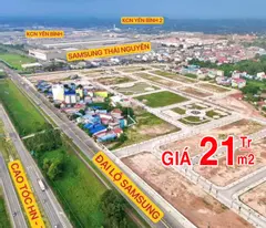 Đất nền 135m2 MT 7,5m cạnh nhà máy Samsung Thái Nguyên 100.000 nhân công