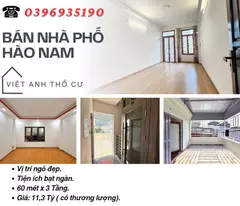 Bán nhà Hào Nam Đống Đa, Vị Trí Đắc Địa, Khung Cột Chắc Chắn, 60mx3T, Giá: 11,3 Tỷ, Lh: 0396935190.