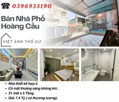 Bán nhà Phố Hoàng Cầu_Thiết Hợp Lí_Nhà Thoáng Sáng_31mx5T_Giá: 7.4 Tỷ_Lh; 0396935190.
