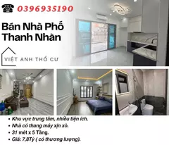 Bán nhà phố Thanh Nhàn, Sổ Chính Chủ Nở Hậu, Nhà Mới Đẹp, 31mx5T, Giá: 7.8 Tỷ, Lh: 0396935190.