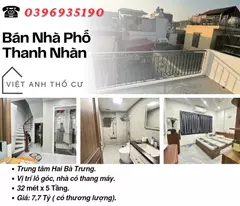 Bán nhà phố Thanh Nhàn, Vị Trí Lô Góc, Tiện Ích Bạt Ngàn, 32mx5T, Giá: 7.7 Tỷ, Lh: 0396935190.