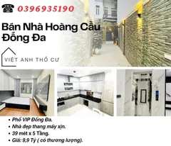 Bán nhà Phố Hoàng Cầu, Vị Trí Trung Tâm, Nhà Mới, Gần Hồ, 39mx5T, Giá: 9.9 Tỷ, Lh: 0396935190.
