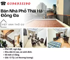 Bán nhà Phố Thái Hà, Nhà Phố Vip, Khu Dân Trí Cao, 60mx5T, Giá: 13 Tỷ, Lh: 0396935190.