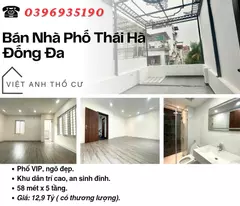 Bán nhà Phố Thái Hà, Ngõ Đẹp, Sổ Vuông, 9 Ngủ, 58mx5T, Giá: 12.9 Tỷ, Lh: 0396935190.