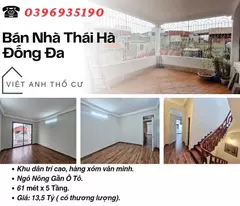 Bán nhà Phố Thái Hà, Gần Mặt Phố, Vừa Ở Vừa Cho Thuê, 61mx5T, Giá: 13.5 Tỷ, Lh: 0396935190.