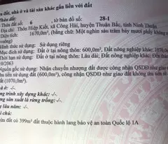 Giá khởi điểm 6 tỷ 280 đến 6 tỷ 320.
Lô đất lớn Ql 1 A. DT 1600m2 600 thổ cư.
ngang 30m.