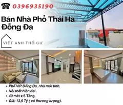 Bán nhà Phố Thái Hà_Nhà Mới Đập Hộp_Hai Thoáng Vĩnh Viễn_40mx6T_Giá: 13.9 Tỷ_Lh: 0396935190.