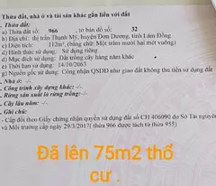 BÁN ĐẤT NỀN 5mx23m 75m2 THỔ CƯ.950tr.Thạnh Mỹ.Đơn Dương