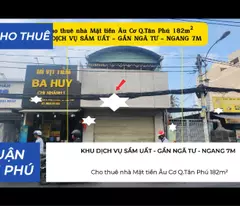 Cho thuê nhà Mặt tiền Âu Cơ Q.Tân Phú 182m² - NGANG 7M - 55Triệu