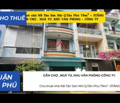 Cho thuê nhà NB Tân Sơn Nhì Q.Tân Phú 79m² -3TẦNG- 20Triệu