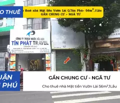 Cho thuê nhà Mặt tiền Vườn Lài Q.Tân Phú 56m²,1Lầu - 15Triệu