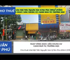 Cho thuê nhà Mặt Tiền Nguyễn Sơn Q.Tân Phú 205m²,2TẦNG - GẦN NGÃ TƯ, CHUNG CƯ