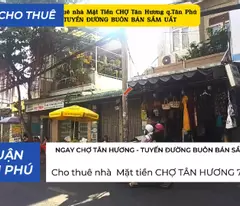 Cho thuê nhà Mặt Tiền NGAY CHỢ TÂN HƯƠNG Q.Tân Phú 72m², 18Triệu