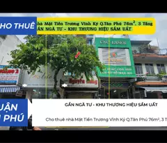 Cho thuê nhà Mặt Tiền Trương Vĩnh Ký Q.Tân Phú 76m²,3 Tầng, 20Triệu - Gần NGÃ TƯ