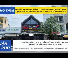 Cho thuê nhà Mặt Tiền Bờ Bao Tân Thắng Q.Tân Phú 400m²,NGANG 12.5M, CẠNH AEON
