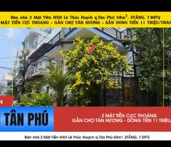 Bán nhà 2 Mặt Tiền HXH Lê Thúc Hoạch q.Tân Phú 50m², 2TẦNG,7.09 Tỷ, DÒNG TIỀN 11TRIỆU/THÁNG
