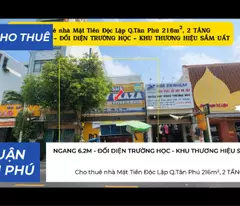 Cho thuê nhà Mặt Tiền Độc Lập Q.Tân Phú 216m²,2TẦNG - 38Triệu - ĐỐI DIỆN TRƯỜNG HỌC
