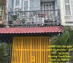 CHÍNH CHỦ CẦN BÁN NHÀ DT 4mx16m – GIÁ TỐT – Tại TX 40, Phường Thạnh Xuân, Quận 12, TP.HCM