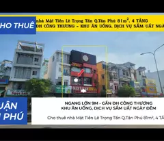 Cho thuê nhà Mặt Tiền Lê Trọng Tấn Q.Tân Phú 81m²,4 TẦNG, 59Triệu - CẠNH ĐH CÔNG THƯƠNG