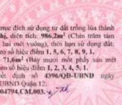 SIÊU PHẨM 986M² THỔ CƯ – MẶT TIỀN ĐÔNG HƯNG THUẬN 10B – NGANG 20M