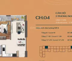 Bán căn hộ 2PN, 2WC - 87 m2 View đông nam - full nội thất , giá 4,75 tỷ, - Vung Tau Centre