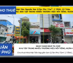 Cho thuê Nhà Mặt Tiền Nguyễn Sơn Q.Tân Phú 72m², 2 TẦNG, 22Triệu - CẠNH NGÃ TƯ