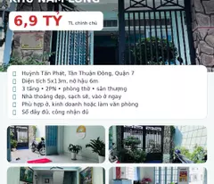 NHÀ 3 TẦNG MẶT TIỀN 1 SẸC NAM LONG Q7 – 6,9 TỶ TL