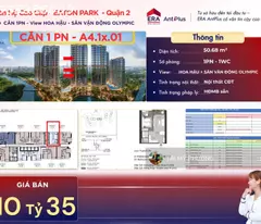 Eaton Park - chỉ 790 triệu, công chứng, sang tên ngay - căn 1PN + tháp A4 + view Rạch Chiếc