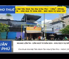Cho thuê nhà Mặt Tiền Kênh Tân Hóa Q.Tân Phú–140m², 20Triệu