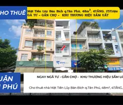Cho thuê nhà Mặt Tiền Lũy Bán Bích q.Tân Phú, 48m², 4TẦNG, 25Triệu