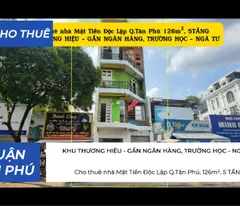 Cho thuê nhà Mặt Tiền Độc Lập Q.Tân Phú 126m², 5TẦNG - KHU THƯƠNG HIỆU