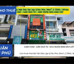 Cho thuê nhà Mặt Tiền Độc Lập Q.Tân Phú, 90m², 2TẦNG, 18Triệu