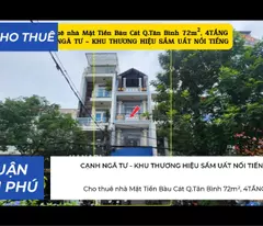 Cho Thuê Nhà Mặt Tiền Bàu Cát q.Tân Bình 72m², 4TẦNG - CẠNH NGÃ TƯ