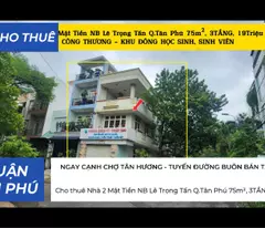 Cho thuê Nhà 2 Mặt Tiền NB Lê Trọng Tấn Q.Tân Phú 75m², 3TẦNG, 19Triệu, GẦN ĐH CÔNG THƯƠNG