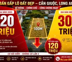 Chính Chủ Bán Lỗ 120 Triệu Đất 100m² Cần Giuộc Chỉ 300 Triệu