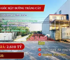 BÁN ĐẤT LÔ GÓC 2 MẶT TIỀN – GẦN DỰ ÁN TRÀNG CÁT – GIÁ 2,61 TỶ