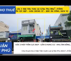Cho thuê nhà 2 Mặt Tiền Vườn Lài Q.Tân Phú 80m², 2TẦNG, 20Triệu - GẦN CHUNG CƯ