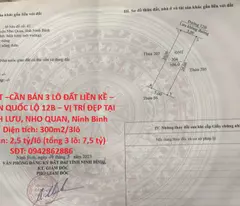 HOT HOT –CẦN BÁN 3 LÔ ĐẤT LIỀN KỀ – MẶT TIỀN QUỐC LỘ 12B – VỊ TRÍ ĐẸP TẠI QUỲNH LƯU, NHO QUAN,