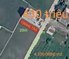 Bán lô đất thổ đường bê tông 4m giá 430 triệu