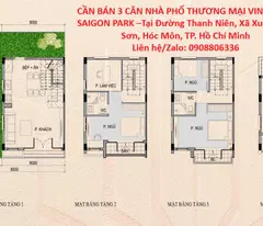 CẦN BÁN 3 CĂN NHÀ PHỐ THƯƠNG MẠI VINHOMES SAIGON PARK –Tại Đ. Thanh Niên, X.Xuân Thới Sơn, Hóc Môn