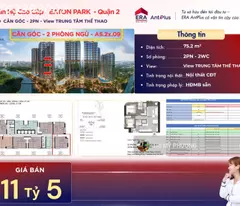 Eaton Park - bán Căn góc 2PN - chỉ 4 tỷ 1 công chứng, sang tên ngay + tháp A5 view Rạch Chiếc