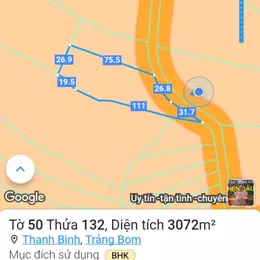 Bán hơn 3 sào đất mặt tiền đường nhựa, xã thanh bình, trảng bom, Đồng nai