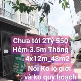 Hẻm xe hơi Thông 48M2 Ngay Chợ Đông Quang Hiệp Thành Quận12