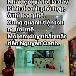 BÁN NHÀ GÓ VẤP 11.5 Tỷ -  82 m2 - NGANG LÝ TƯỞNG( #5m). NHÀ MẶT TIỀN NGUYỄN OANH, GẦN BÌNH THẠNH,