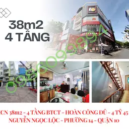 GẤP BÁN NHÀ NGUYỄN NGỌC LỘC - QUẬN 10 - 4 Tầng – 38m2– HẺM 3M - CHỈ 4.X TỶ