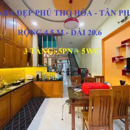 NHÀ ĐẸP - 3 TẦNG - 5PN - 84M2 - PHÚ THỌ HÒA - TÂN PHÚ - NHỈNH 8 TỶ