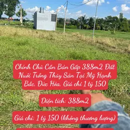 Chính Chủ Cần Bán Gấp 388m2 Đất Nuôi Trồng Thủy Sản Tại Mỹ Hạnh Bắc, Đức Hòa, Giá chỉ 1 tỷ 150